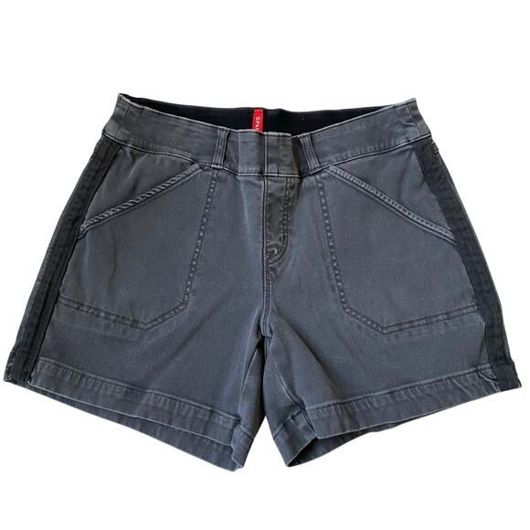 SPANX Pull On Stretch Twill Shorts Women Size S Black Elastic Waist Grunge Beach - Picture 1 of 8
